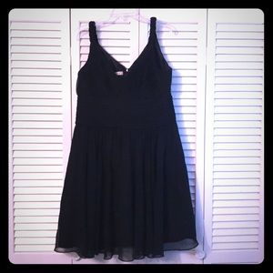 Black babydoll style black chiffon evening dress
